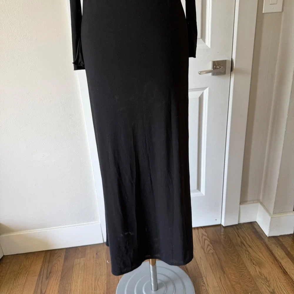 MESHKI Josie Off Shoulder Mesh Maxi Dress Black Women's Long Sleeve Size M - Picture 16 of 16